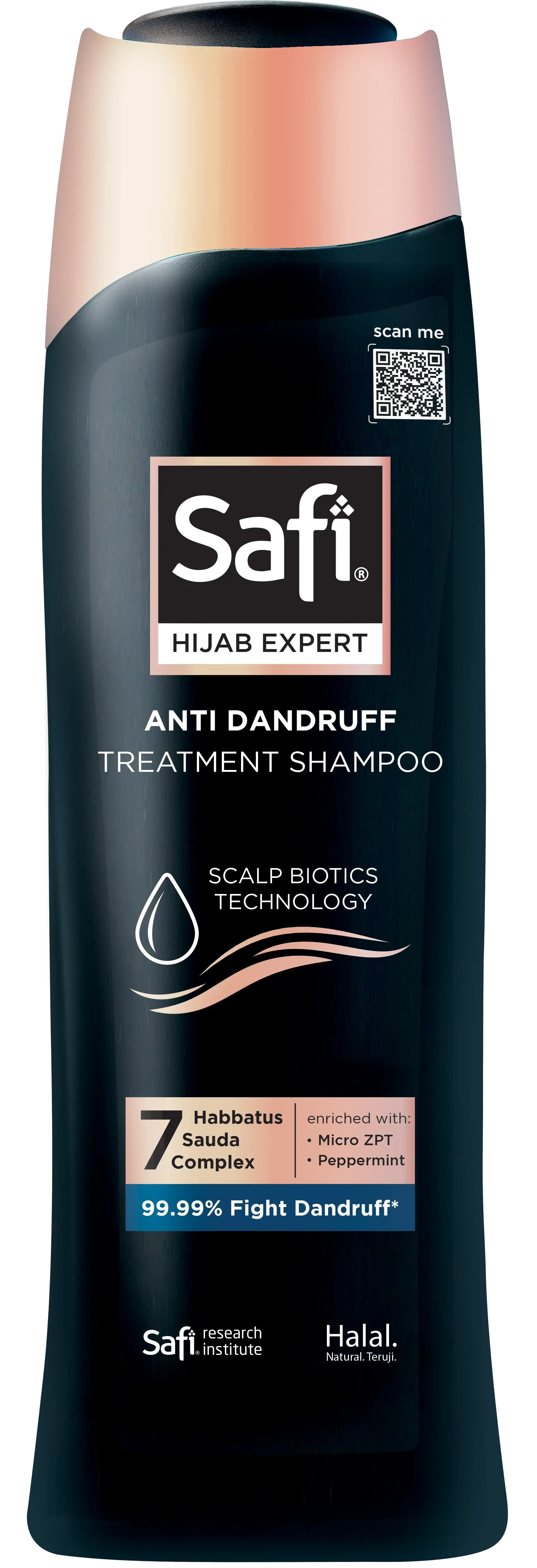 Safi Hair Xpert Anti Dandruff dengan Habbatus Sauda+ Micro Bamboo Charcoal akan membuat kulit kepala terasa bersih dan ringan - Safi Hijab Expert Anti Dandruff Shampoo